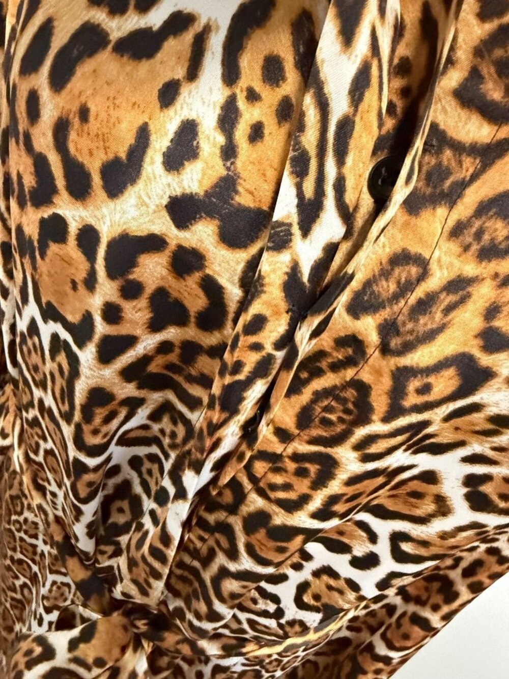 Boston Proper Long Sleeve Button Front Satin Animal Print Shirt Dress Size M - Picture 9 of 10
